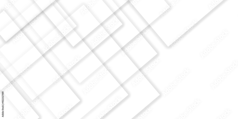 Poster abstract white and grey geometric overlapping square pattern background with shadow. paper texture d