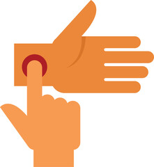 Illustration of a hand checking pulse with two fingers on white background