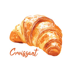 croissant in watercolor illustration style, isolated vector on white background