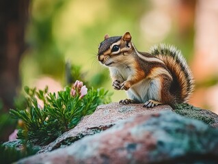 chipmunk isolated on spring background