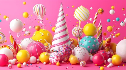 Innovative marketing design featuring layered 3D typography in bold bright colors set against a dynamic gradient background