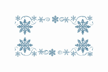 A vector illustration of various snowflake-themed ornamental borders 