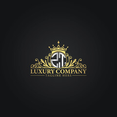Luxury Crown Logo with Elegant Flourishes and Monogram