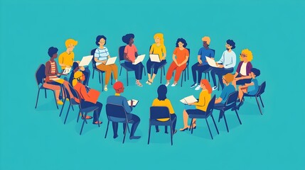 Diverse group of people of different ages ethnicities and backgrounds engaged in an open academic discussion