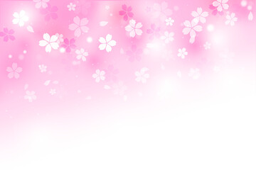 桜と花びら（ピンクの水彩の背景）