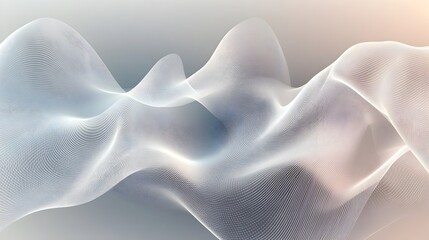 Obraz premium Minimalist abstract background with thin flowing white lines forming a dynamic wave pattern over a subtle gradient of light gray and white creating a clean