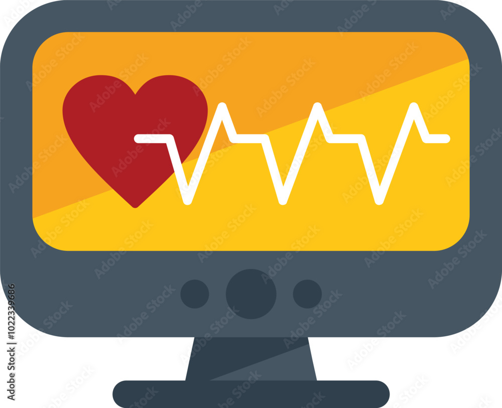 Poster computer monitor displaying a heartbeat rate, symbolizing the monitoring of health and fitness data
