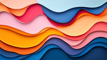 Abstract layered paper cut shapes forming a modern, colorful composition for gallerystyle art, paper cut abstract, modern decor