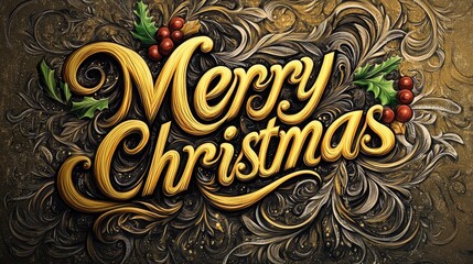 artistic style on a textured gold background with intricate patterns. The design is luxurious and eye-catching.