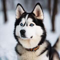 Naklejka premium Siberian Husky Dog Closeup