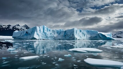 massive ice shelf floating in the water