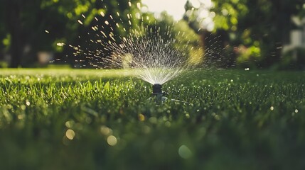 Lush Garden Transformation: Automated Sprinkler Nurturing Healthy Plant Growth