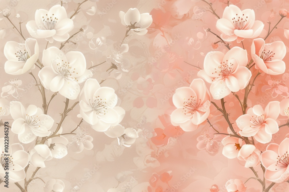 Aufkleber delicate flowers displayed in soft pastel hues create a calming atmosphere, perfect for enhancing an