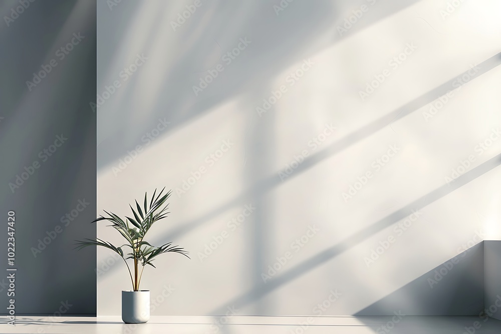 Poster abstract white empty room with window and shadows