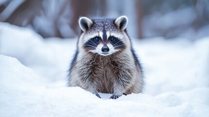 Obraz premium raccoon isolated on winter background