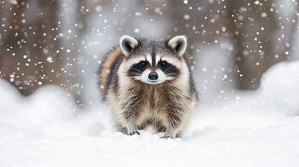 Obraz premium raccoon isolated on winter background