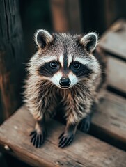 Obraz premium raccoon isolated on wooden background