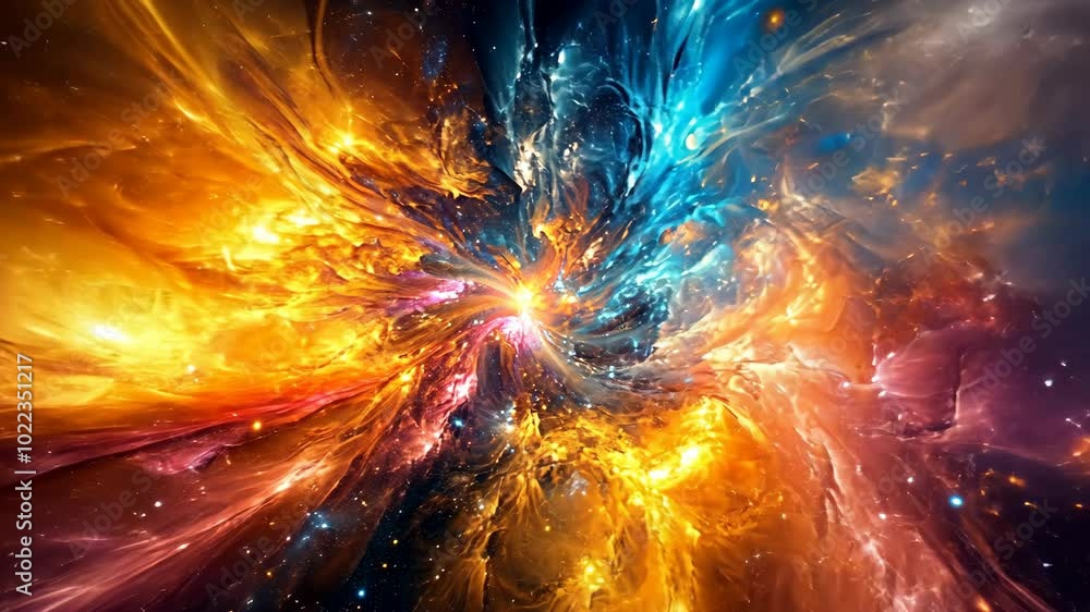 Canvas Prints a colorful nebula explodes outwards from a central star, swirling in a spectacular display of light 