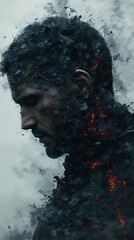 Man of Ashes: A Surreal Portrait of Inner Turmoil