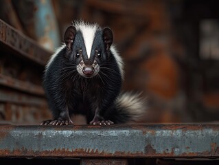 skunk isolated on metal background