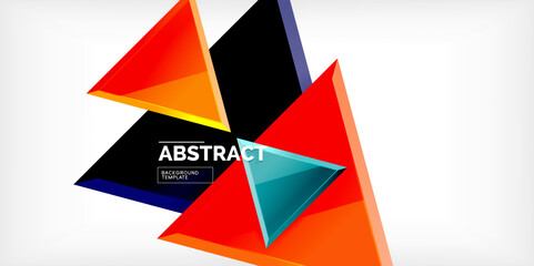 Abstract background - colorful triangles with 3d effect. Vector Illustration For Wallpaper, Banner, Background, Card, Book Illustration, landing page