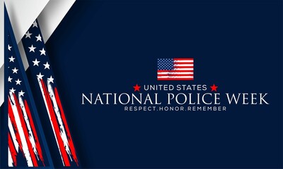 National Police Week. Celebrated in the United States in May. Police Officers Honor and Memorial Day. Poster, card, banner, background design.