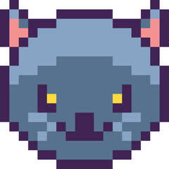 Halloween Cat Face Pixel 8bit Icon.