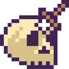 Halloween Skull Pixel 8bit Icon.