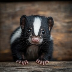 Fototapeta premium skunk isolated on wooden background