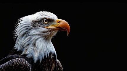 Obraz premium Close-up Portrait of a Bald Eagle with a Black Background