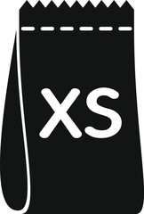 Black clothes label icon showing extra small size for garment dimensions