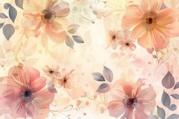 Delicate blooms and leaves softly blend in gentle pastel hues, perfect for adding a touch of elegance to any spring-themed decor. Generative AI