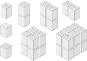 アイソメトリックな一斗缶の素材セット