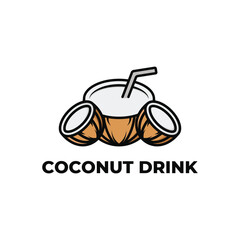 coconut drink logo design concept vintage style