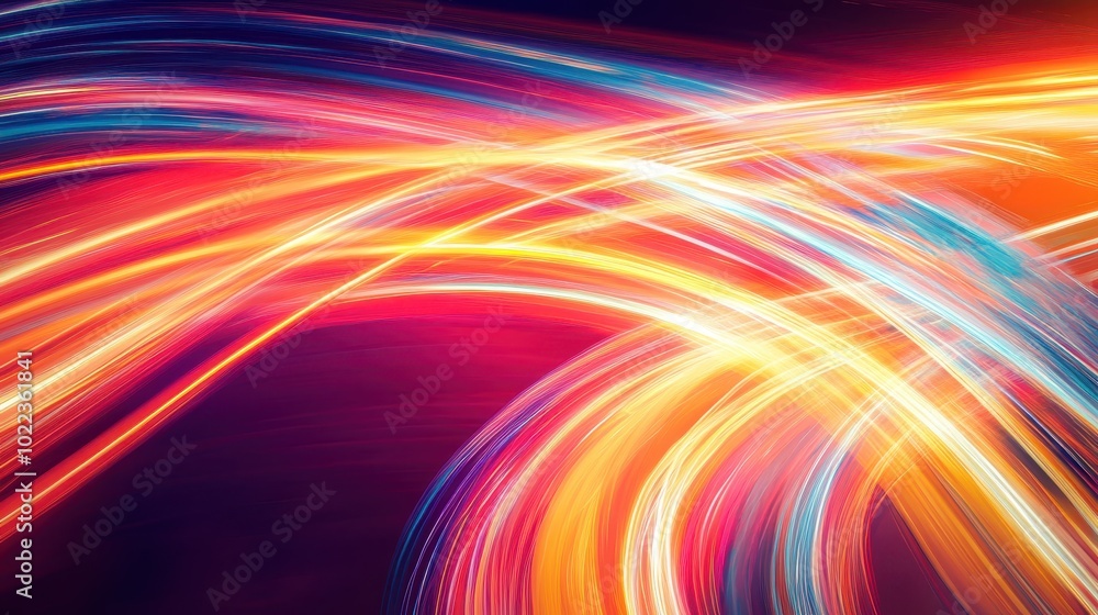 Poster abstract colorful light streaks with swirling patterns