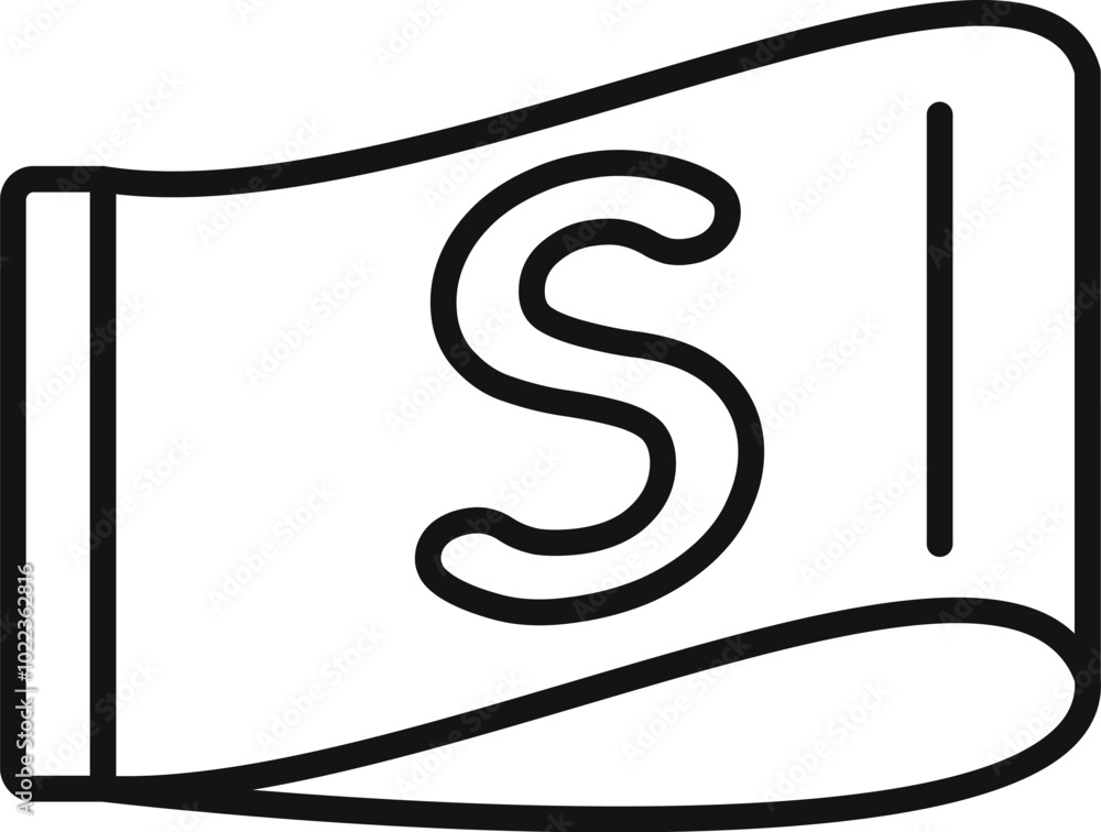 Aufkleber small size clothes label icon, outline style for web design and mobile app development