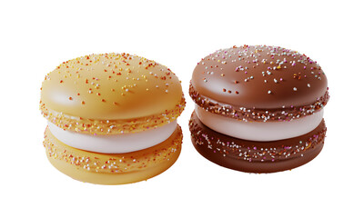 macaron cake isolated, various breads in a cafe shop, delicious buns, pancakes on transparent background 