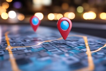Obraz premium Enhancing local search marketing strategies for ecommerce with dynamic mapping concepts in urban environments