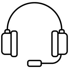 Headphone Icon, Headset With Microphone Icon, lined icon vector, black and white outline icon symbol.