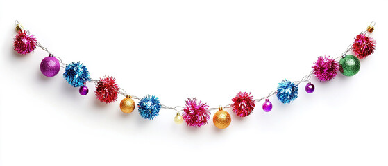 colorful garland decoration for christmas. colorful garland decoration on white background. colorful decorations