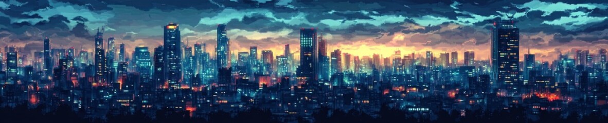 Obraz premium pixel art of cityscape 