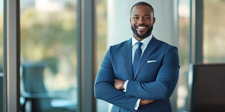 black male business executive in corporate office 
