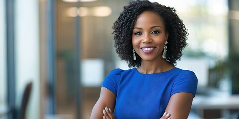 black female business executive in corporate office 