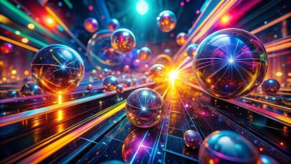 Abstract Futuristic Radial Orb Neon Lines - High Detail Sci-Fi Tech Background for Generative AI Illustrations