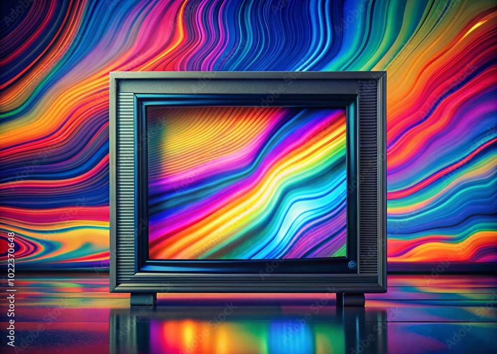 Poster abstract glitch noise pattern inside analogue tv frame for creative background design