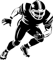 Fototapeta premium Bold Black Stencil of Football Player Action. 