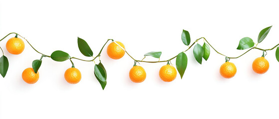 orange garland decoration for christmas. orange garland decoration on white background. orange decoration