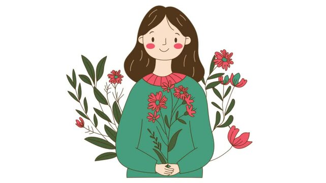 Footage of Nerd Girl with Flower Floral Decoration