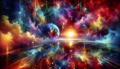 A kaleidoscope of radiant beams and swirls ignites the imagination in an abstract spectacle.