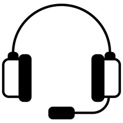 Headphone Glyph Icon, Headset With Microphone Glyph Icon